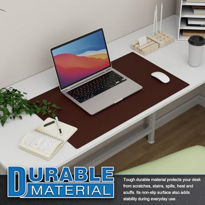 K KNODEL Small Office Leather Desk Mat, Mouse and Keyboard Pad, Computer and Laptop Mat, Desktop Protector and Cover, Writing Pad and Blotter (23.6"x13.8", Dark Brown) - color: Dark Brown, size: 23.6" x 13.8"
