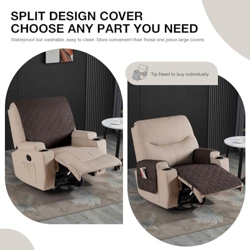 VANSOFY Recliner Chair Covers 100% Waterproof Backrest Cover Reclining Cover Non-Slip Dog Chair Cover Furniture Protector Washable Slipcover Elastic Straps for Pets, Dogs(Chocolate) - color: Chocolate