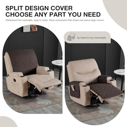 VANSOFY Recliner Chair Covers 100% Waterproof Backrest Cover Reclining Cover Non-Slip Dog Chair Cover Furniture Protector Washable Slipcover Elastic Straps for Pets, Dogs(Chocolate) - color: Chocolate