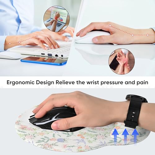 RICHEN Ergonomic Mouse Pad with Wrist Support,Non-Slip Rubber Base for Computer Laptop & Mac,Lightweight Rest for Home,Office & Travel (Flowers Swallows) - color: Flowers Swallows