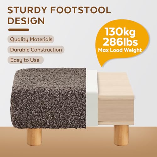 Small Foot Stool Ottoman, Sherpa Footstool Ottoman Foot Rest for Couch, Rectangle Footstools and Ottomans Small for Living Room, Entryway and Bedroom (Brown) - color: Brown (Sherpa)