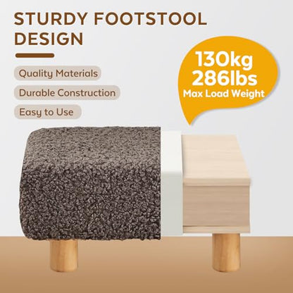 Small Foot Stool Ottoman, Sherpa Footstool Ottoman Foot Rest for Couch, Rectangle Footstools and Ottomans Small for Living Room, Entryway and Bedroom (Brown) - color: Brown (Sherpa)