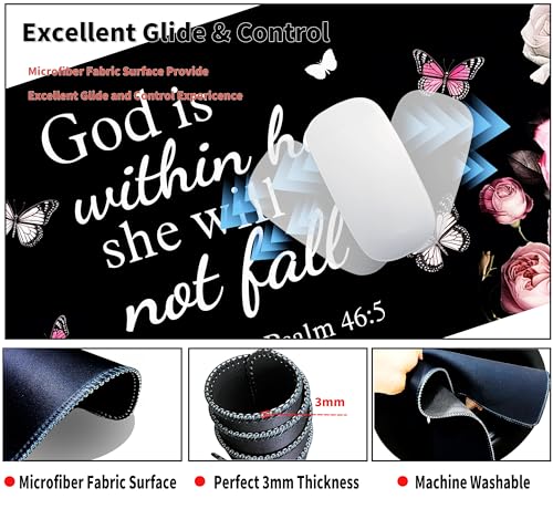 Extended Large Gaming Mouse Pad with Coaster - 35.4 x 15.7 Full Desk Mousepad - Stitched Edges - Ultimate Gaming Desk Mat - Bible Flowers - color: Bible FLowers, size: 35.4L x 15.7W inches