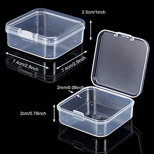 SATINIOR 24 Packs Small Clear Plastic Beads Storage Containers Box with Hinged Lid for Storage of Small Items, Crafts, Jewelry, Hardware(2.9 x 2.9 x 1 Inches) - size: 2.9 x 2.9 x 1 in