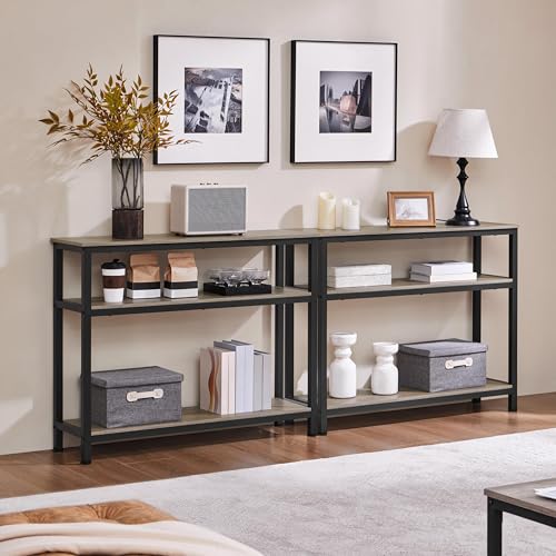 Yaheetech Entryway Table with Storage Shelves, 40 Inch Console Table with Metal Frame, Wood Behind Couch Sofa Tables for Entryway, Living Room, Gray - color: Grey