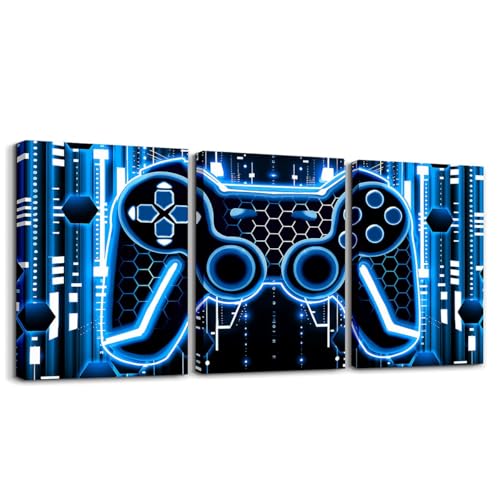 Feelyou Boys Girls Gamer Wall Painting Posters Gaming Picture Wall Decor for Gamepad Canvas Wall Art for Living Room Bedroom Kids Modern Game Console Teens Bathroom Wall Art 12"x16"x 3Pcs - color: Multi A05