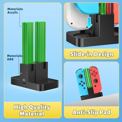 FastSnail Charging Dock Compatible with Nintendo Switch for Joy Con & OLED Model Controller with Lamppost LED Indication, Charger Stand Station with Charging Cable - color: Black, size: 6.2/7.0 inch