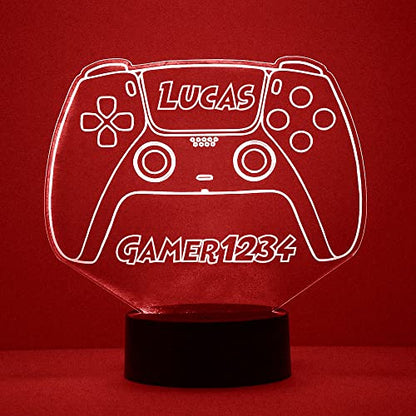 Personalized Gaming LED Sign Night Light Lamp with Remote, Custom Text, Acrylic Display with 16 Colors & 4 Modes, Battery or USB Power, Made in the USA (Controller 4) - style: PS5