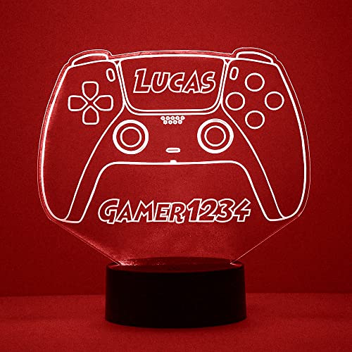 Personalized Gaming LED Sign Night Light Lamp with Remote, Custom Text, Acrylic Display with 16 Colors & 4 Modes, Battery or USB Power, Made in the USA (Controller 4) - style: PS5