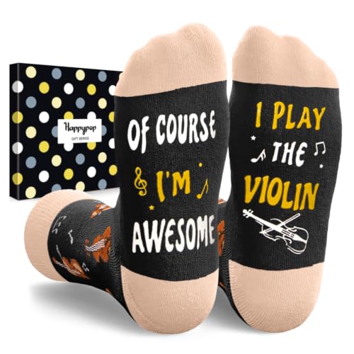 HAPPYPOP Music Gifts for Music Lovers - Guitar Saxophone Violin Socks for Musicians Players - color: I Play the Violin
