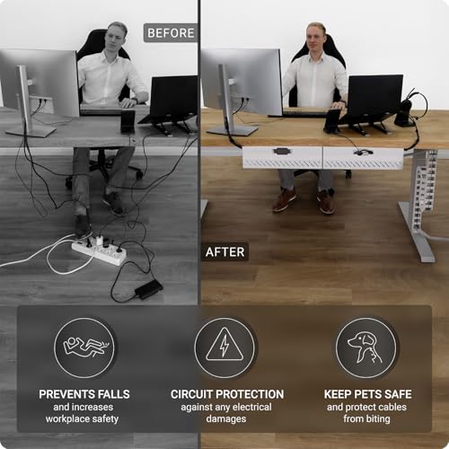 Ultimate Setup Under Desk Cable Management Vertebrae - Perfect for Sit Stand Desk - White, 133 cm - color: White