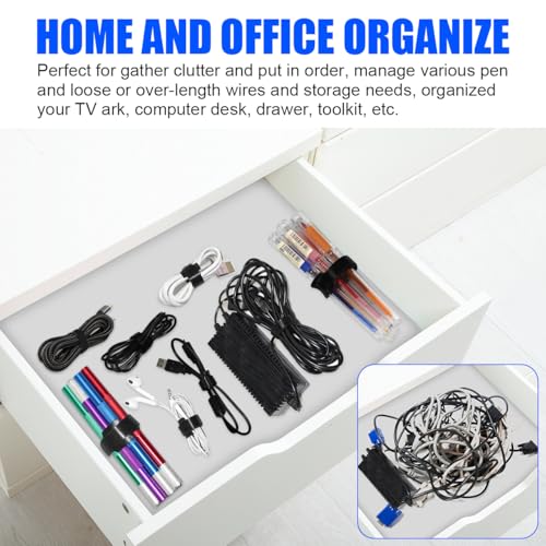 100 PCS 8 Inch Reusable Cable Ties, Adjustable Cable Management Wire Straps with Hook and Loop, Multi-purpose for Home, Office and Data Centers Organizer by QINGLER