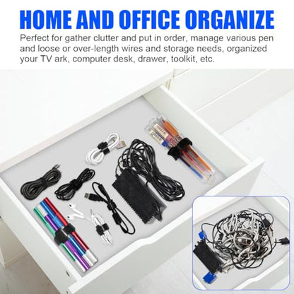 100 PCS 8 Inch Reusable Cable Ties, Adjustable Cable Management Wire Straps with Hook and Loop, Multi-purpose for Home, Office and Data Centers Organizer by QINGLER