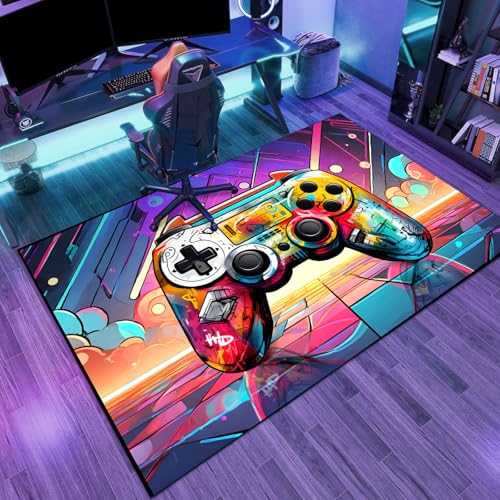 Game Area Rug Teen Boys Carpet, 3D Gaming Rugs Gamepad Controller Mat for Boys Girls Bedroom Playroom, Non-Slip Scrawl Style Gamer Rugs Children Gaming Area Rugs (Scrawl Style 2, 79" x 59") - color: Scrawl Style 2, size: 4'11" x 6'7" (Rectangular)