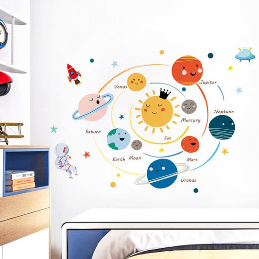 Quanhaigou 3D Solar Space Wall Decals Stickers Wall Murals Wallpaper Decor for Home Floor Living Room (Solar System) - color: Solar System