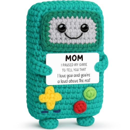 Busy Gaming Life Mom Birthday Gifts from Daughter Son, Funny Gift for Mother in Law Bonus Step Mother, for Mama, I Love You Mom Gift for Mothers Day, Positive Handmade Crochet Present - style: Mom