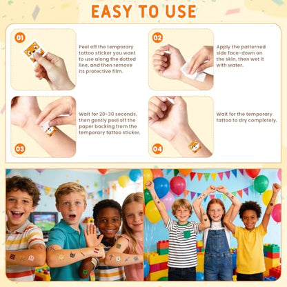 Magpixel Gift Bags with Handle: 16PCS Video Game Party Favor Bags, 54PCS Pixel Temporary Tattoos, Cartoon Paper Goodie Bags for Kids Birthday Christmas Holiday Decoration Classroom Treats