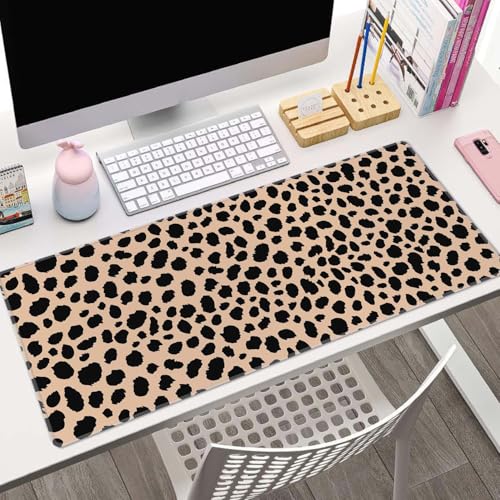 Desk Mat, Big Desk Pad, XL Extended Gaming Mouse Pad, Large Mouse Pad for Desk Rubber Base Mousepad with Stitched Edges, Keyboard Mouse Mat for Work, Game, Office, Home - Leopard Print - color: Leopard Print