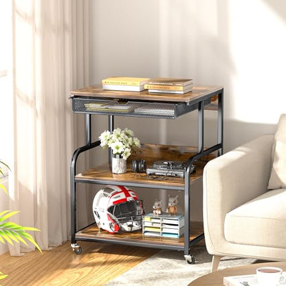 Large Printer Stand with Storage Shelf, 23.6''x18.9'' Rolling Printer Cart Holder with Lockable Wheels, 5-Adjustable Heights, 3D Scanner Fax Printer Table for Home Office Use, Large - size: Large