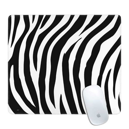 Skinit Small Gaming Mouse Pad - Zebra Print Design with Stitched Edges, Waterproof, Non-Slip Rubber Base, Desk Mat for Keyboard & Mouse, 12.6" x 11" inches - color: Black - PTTRNS07, size: 12.6" x 11"