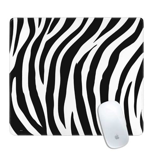 Skinit Small Gaming Mouse Pad - Zebra Print Design with Stitched Edges, Waterproof, Non-Slip Rubber Base, Desk Mat for Keyboard & Mouse, 12.6" x 11" inches - color: Black - PTTRNS07, size: 12.6" x 11"