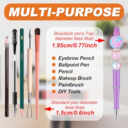 Acrylic Pen Display Stand 24 Slots 1.5cm Clear Pen Stand Display 2 Tier Acrylic Pen Holder Stand for Beadable Pen Pencil