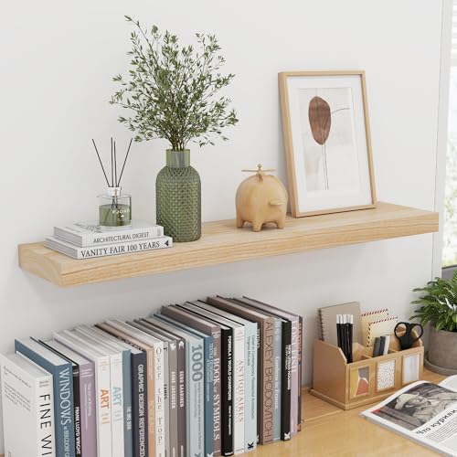 Fuqing Natural Floating Shelves, 36 Inch Set of 2, Raw Wood for Living Room & Home Office - color: Natural, size: 36 Inch