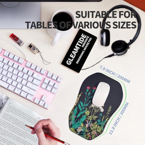 Ergonomic Raised Mouse Pad Wrist Support with Bilateral Slope Memory Foam Mousepad for Wrist Rest and Carpal Tunnel Pain Relief 11.8x7.9〃Midnight Flowers - color: Midnight Flowers
