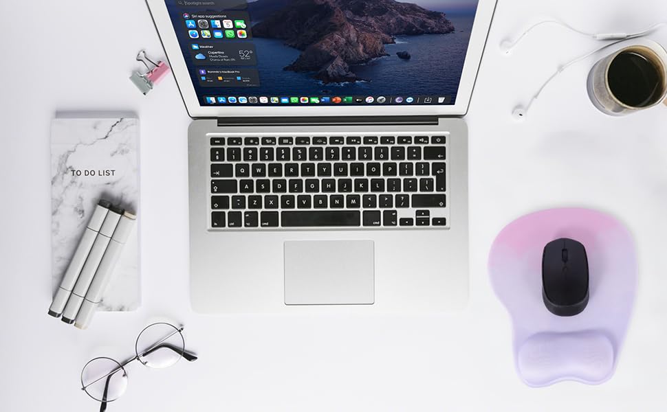 Mouse Pad with Wrist Rest Ergonomic Mouse Pad with Comfortable M-Shape Pain Relief Wrist Support Non-Slip PU Base Mousepad for Laptop, Office & Home (Lavender Plum) - color: Lavender Plum