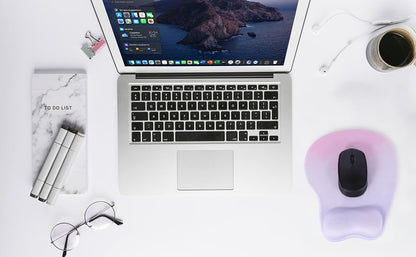 Mouse Pad with Wrist Rest Ergonomic Mouse Pad with Comfortable M-Shape Pain Relief Wrist Support Non-Slip PU Base Mousepad for Laptop, Office & Home (Lavender Plum) - color: Lavender Plum