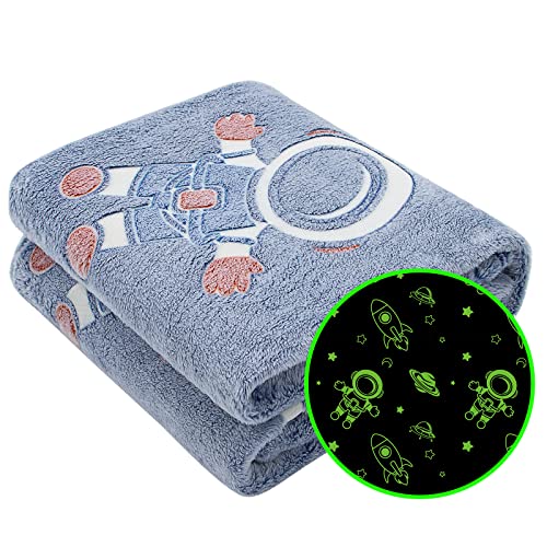 Glow in The Dark Blanket Stars Throw Blanket Birthday Gifts for Kids Soft Cozy Space Decor Blankets for Couch Bed Sofa Unique Gifts for Boys Girls Teens Planet Blanket 50"x60" - color: Glow in the Dark, size: Throw Size 50" x 60"(130 x 150 cm)
