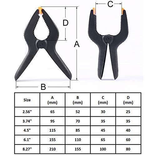 10 Pieces 2.56 Inch Small Photography Backdrop Clips Photography A Clips Woodworking Clamp Photography Backdrop Support Spring Clamp for Muslin Canvas Paper Photo Studio Backdrops Background, Black