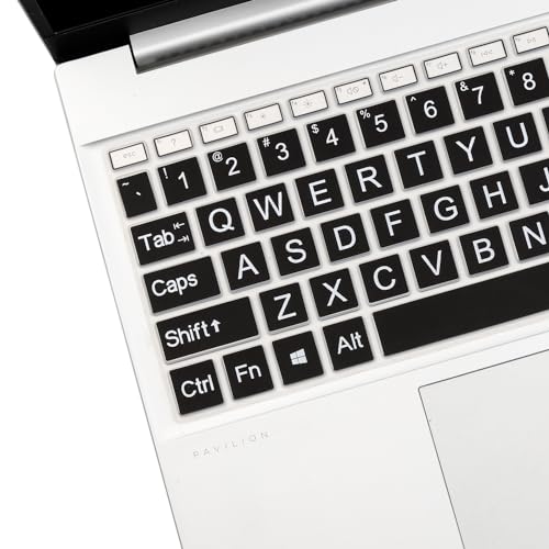 Large Print Keyboard Cover for 2025-2023 HP Laptop 17-cn 17-cp, HP Essential Laptop 17t 17.3, HP 17z-cp300 17t-cn400 17t-cn300 17-cn4033cl 17-cn2083dx 17-cn0001tg 17-cn4065cl 17-cp3005dx 17-cp2099nr - color: GradientBlack(Large Letters)