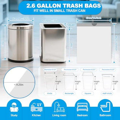 2.6 Gal Drawstring Small Trash Bags, 180 Ct Unscented for Bathroom | Milky White HDPE Film, 5-Roll 36-Bag Pack, Thick Cinch Closure, for Nursery, Dorm & Home, Pet-Friendly - size: 1 Count (Pack of 180), style: 2.6G-Drawstring-180 Counts