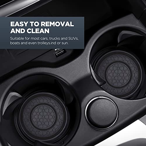 2 PCS Car Cup Holder Coaster,Car Coasters Cup Mats,2.75 Inch Universal Car Cup Coasters,Non-Slip Anti Dust Mats Cup Holder Insert Coaster, Suitable for Most Car Interior (Black) - color: Black