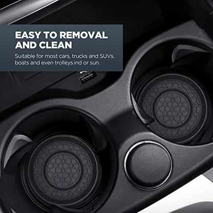 2 PCS Car Cup Holder Coaster,Car Coasters Cup Mats,2.75 Inch Universal Car Cup Coasters,Non-Slip Anti Dust Mats Cup Holder Insert Coaster, Suitable for Most Car Interior (Black) - color: Black
