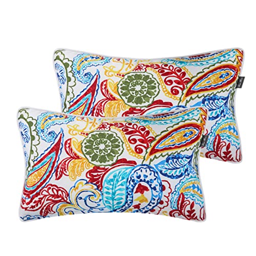 FUNHOME Water Resistant Outdoor Lumbar Pillow Covers 12x20 inch Set of 2,Zipper Pillows Cover,Home Decorative for Sofa Headrest,Patio Furniture Couch Chair Pillows Cover Only(Phoenix) - color: Phoenix (Cover Only), size: 20" x 12" (Pack of 2)