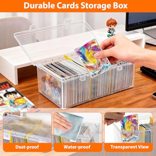SAMYUCHO Trading Card Storage Box with 2 Dividers for 500 Sports Cards, Plastic Bulk Display Holder Collection Organizer Cases Container Fit for Baseball Football Playing Magic Cards 1 Pcs - size: 1 Pcs
