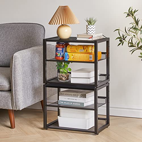 YMYNY 3 Tiers Desktop Printer Stand,17.32 x 13.78 x 11.02 in Black,UHPT001B | Desk Organizer with Adjustable Storage Shelves,Multi-Purpose Printer Shelf for Home Office,Fax Machine,Scanner, Files - color: Black