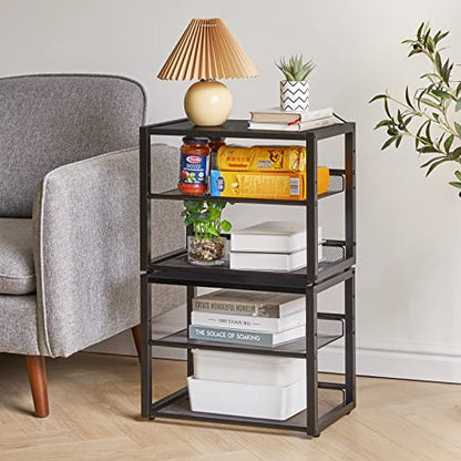 YMYNY 3 Tiers Desktop Printer Stand,17.32 x 13.78 x 11.02 in Black,UHPT001B | Desk Organizer with Adjustable Storage Shelves,Multi-Purpose Printer Shelf for Home Office,Fax Machine,Scanner, Files - color: Black