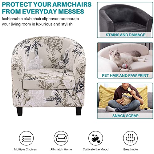 KRFOONN Club Chair Slipcover 2 Piece Stretch Printed Round Barrel Chair Covers Removable Tub Chair Slipcover with Elastic Bottom Chair Coverings Furniture Protector Cover for Living Room, A2 - color: Color A2