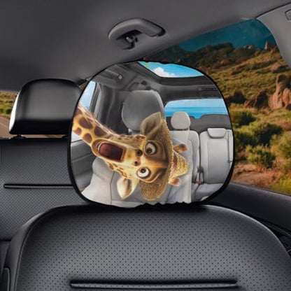 Funny Giraffe Car Seat Headrest Covers Set 2 Pack Stretchy Vehicle Seat Pillow Cover Womens Cute Interior Accessories Head Rest Cushion Pads Portable Dust Covers - color: Funny Giraffe