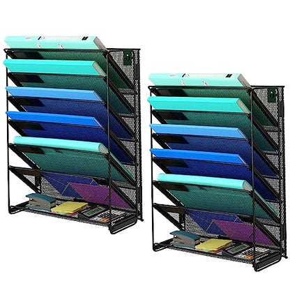 Kuntine.B Wall File Organizer (Black, 7 Tier 2 Pack) - color: Black, size: 7 Tier 2 Pack