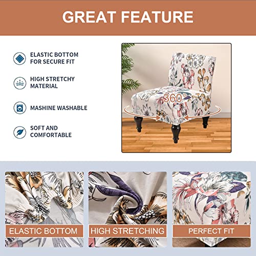 Eco-Ancheng Armless Chair Slipcover Removable Armless Accent Chairs Covers Washable Armless Slipper Chair Slipcover Printed Armless Chair Furniture Protector Covers for Living Dining Room Hotel - color: 502