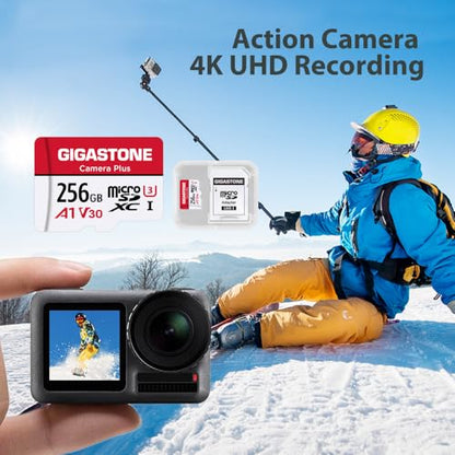 Gigastone 256GB Camera Plus Series Memory Card, Read Speed up to 100MB/s. Ideal for Full HD Video Gopro Drone Android Camera, A1 Micro SDXC Card with Mini Case and SD Adapter. - color: 256 GB