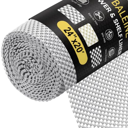 BALEINE Cabinet Liner, 24 in x 20 Ft Drawer and Shelf Liner for Kitchen Cabinets Non-Adhesive, Non-Slip Protect Desks, Cupboard, Drawers, Shelves, Tableware (Gray) - color: Gray, size: 24"W x 240"L