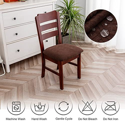 Genina Waterproof Chair Seat Covers Dining Room Chair Covers Stretch Seat Cover for Dinning Room Chair Protector Slipcovers for Kitchen, Hotel (2, Pattern1-Chocolate) - color: Pattern1-chocolate