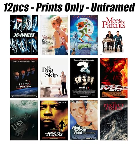 ArtDirect GalleryPack Wall Art – 12 Unframed 8x12 Movie Poster Prints from 2000, Collectible Décor for Home or Office - color: 2000 Movie Pack