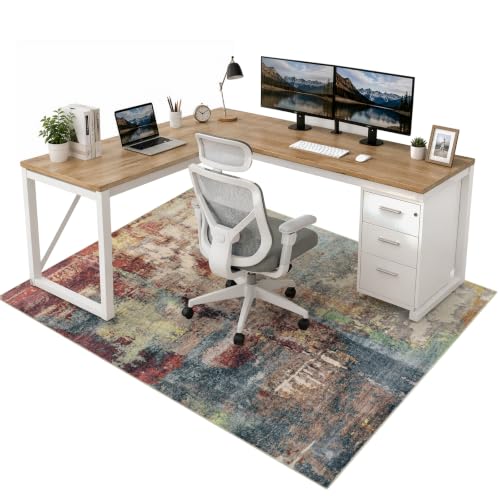 Anidaroel Office Chair Mat for Hardwood Floor, 48"x60" Under Desk Chair Rug for Rolling Chair, Anti-Slip Computer Chair Mat, Low Pile Carpets Floor Rug for Home Office Gaming Room - color: Modern Abstract, size: 48"x60"