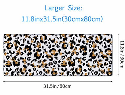 Mouse Pad,Office Desk Mat Large Gaming Keyboard Pad Stitched Edges Washable Smooth Surface Control & Accuracy Extended Computer Mouse Mat (31.5X11.8In)-Leopard Animal Pattern - color: Leopard Animal Pattern, size: 31.5L x 11.8W inches